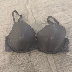 Victoria's Secret Charcoal Lace Bra Lightly Lined Demi 34D
